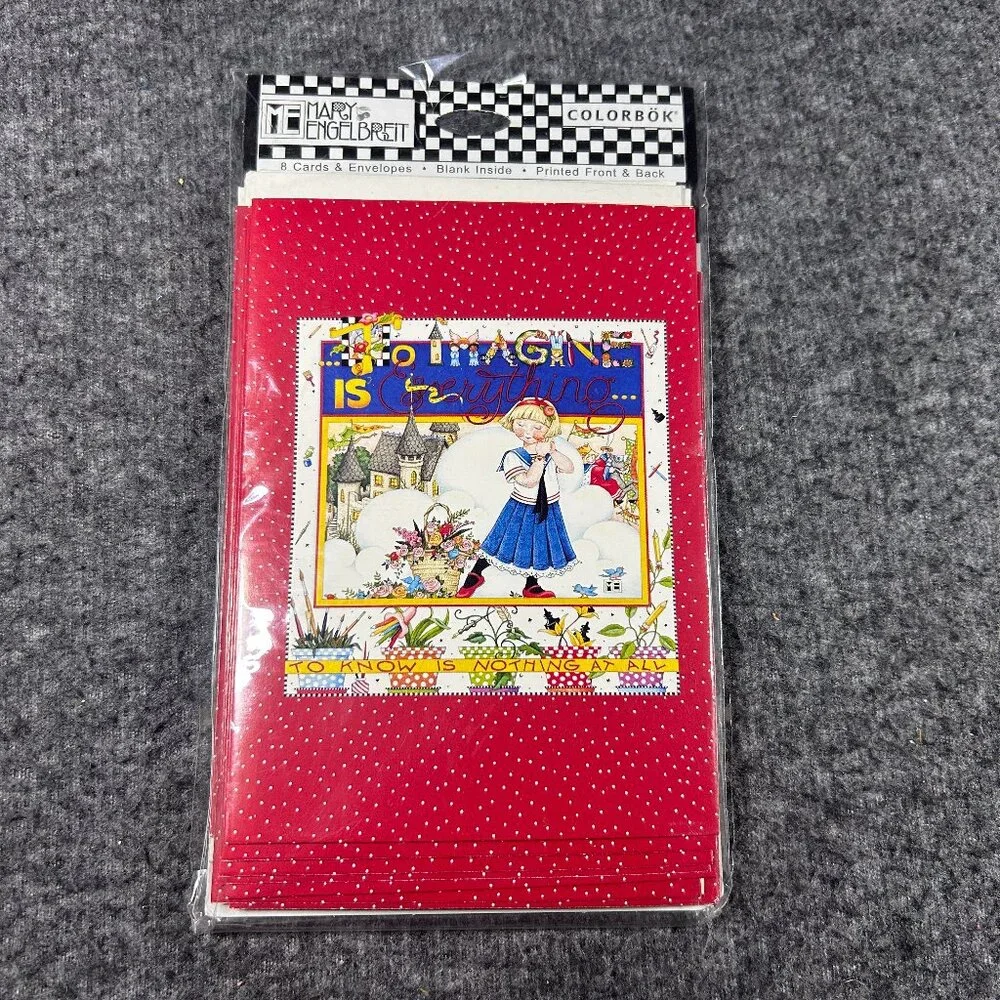 MARY ENGELBREIT NOTE CARDS & ENVELOPES, TO‎ IMAGINE IS EVERYTHING, NIP